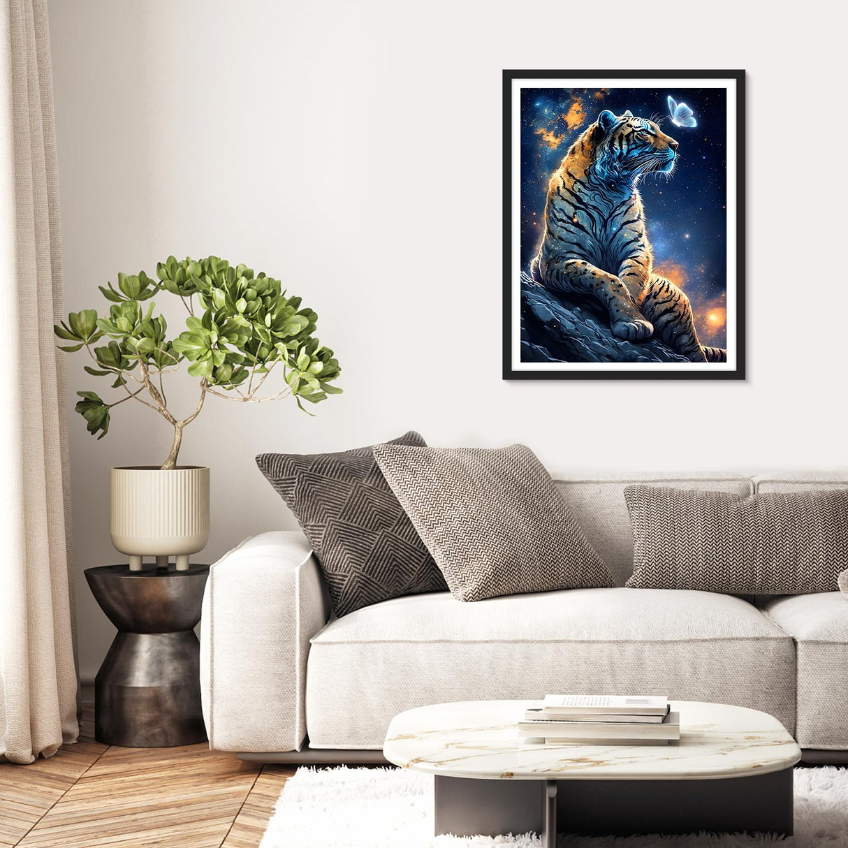 RICUVED Diamond Art Kits for Adults, Tiger Diamond Art Kits Full Drill 5D Fantasy Diamond Art, Starry Sky Diamond Gem Dots Art and Crafts for Gift Home Wall Decor 12x16 Inch/30x40cm RICUVED