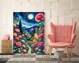 Flower Moon Diamond Art Kits for Adults-Flower Moon Diamond Painting Kits for Adults Beginners, 5D DIY Full Drill Round Rhinestone Gem Art Crafts Paintings for Home Wall Decor 12"x16" WoodArtSupply