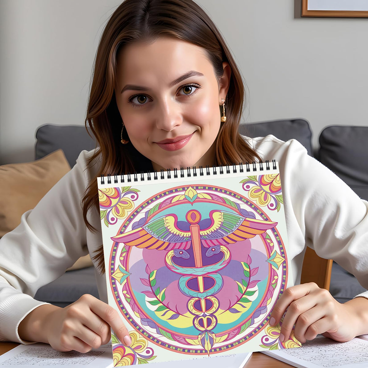 FUN LAVIE Adult Coloring Book 32 Sacred Geometry Mandala Coloring Books for Adults Relaxation and Stress Relief, Featuring Flower of Life, Metatron's Cube & Mindfulness Orgonite Patterns, Spiral Bound FUN LAVIE