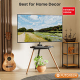 PUTORSEN Easel TV Stand for 42 43 to 65 Inch LED LCD OLED Screens, Portable Swivel Tripod TV Stand with Wooden Tray, Height Adjustable TV Floor Stand, Concealed Cable Management, Max Load 99lbs, Black PUTORSEN