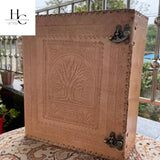 handborncraft Leather Ring Binder, Leather Portfolio for Men, 3 inch Large 3 Ring Leather Binder,Tree of Life Leather Binder, Leather Folder Organizer handborncraft