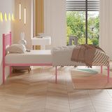 VECELO Twin Metal Platform Bed Frame with Headboard, Heavy Duty Steel Slat Support, Under Bed Storage,No Box Spring Needed, Easy Assembly VECELO