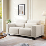 Amada 65" Sofa,Loveseat with Deep Seats and Wide Armrests,Mid Century Modern Upholstered Sofa,Couches for Living Room,Futon Small Couch,Removable Sofa Cover,Easy to Install,White AMADA HOMEFURNISHING