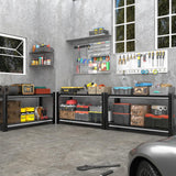 Rufokisa 48" W 2-Tier Garage Shelving Heavy Duty, 1120LBS Loads Garage Storage Shelves, Metal Shelving Units and Storage Racks, Industrial Utility Shelf Heavy Duty,48" Wx16 Dx39 H, Black Rufokisa