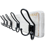 Dseap Coat Rack Wall Mounted - Heavy Duty Farmhouse Rustic Wall Coat Hanger with 5 Wire Hooks for Clothes Hat Jacket Towel, RusticWire, J1-5A, Whitewash & Black Dseap