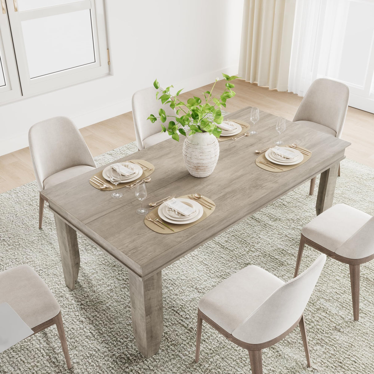 GarveeHome Farmhouse Dining Table for 6-8 People, 70.87 in Long Wooden Kitchen Table with Sturdy Frame & Rustic Grey Finish - Seats 6 Rectangular Counter for Dinner, Kitchen, Dining Room GarveeHome