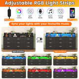 Bigbiglife 9 Drawer Dresser with Built in Power Outlet and LED Light, Modern Chest of Drawers for Bedroom, Triple Wide Drawer Organizer Cabinet for Living Room, Entryway, Hallway, Black Bigbiglife