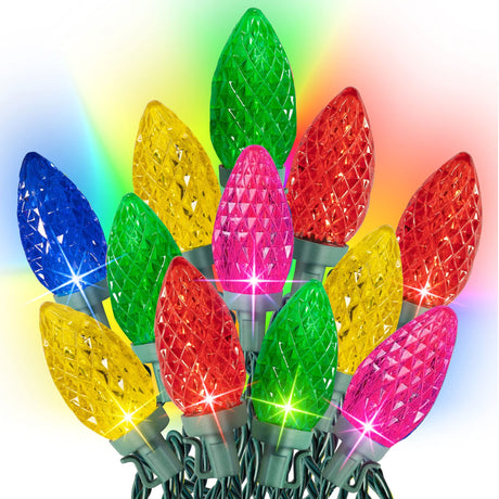 Dazzle Bright C9 Christmas String Lights, 100 LED 66 FT Waterproof Connectable Green Wire Fairy Lights, Christmas Lights for Indoor Outdoor Home Yard Xmas Tree House Decorations (Multi-Colored) Dazzle Bright
