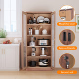 LISSIMO Glass Display Cabinet,Metal Storage Cabinet Bookcase with Glass Doors and 4 Adjustable Shelves,Curio Cabinet Liquor Cabinet with Lock for Home,Office and Exhibition Hall (Rustic Brown) LISSIMO