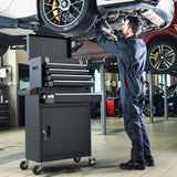 CMFYDAILY 5-Drawers Black Tool Chest, 2-in-1 Mechanic Rolling Tool Box Removable Lockable Tool Storage Cabinet, Metal Tool Cart with Drawers and Wheels for Garage, Workshop CMFYDAILY