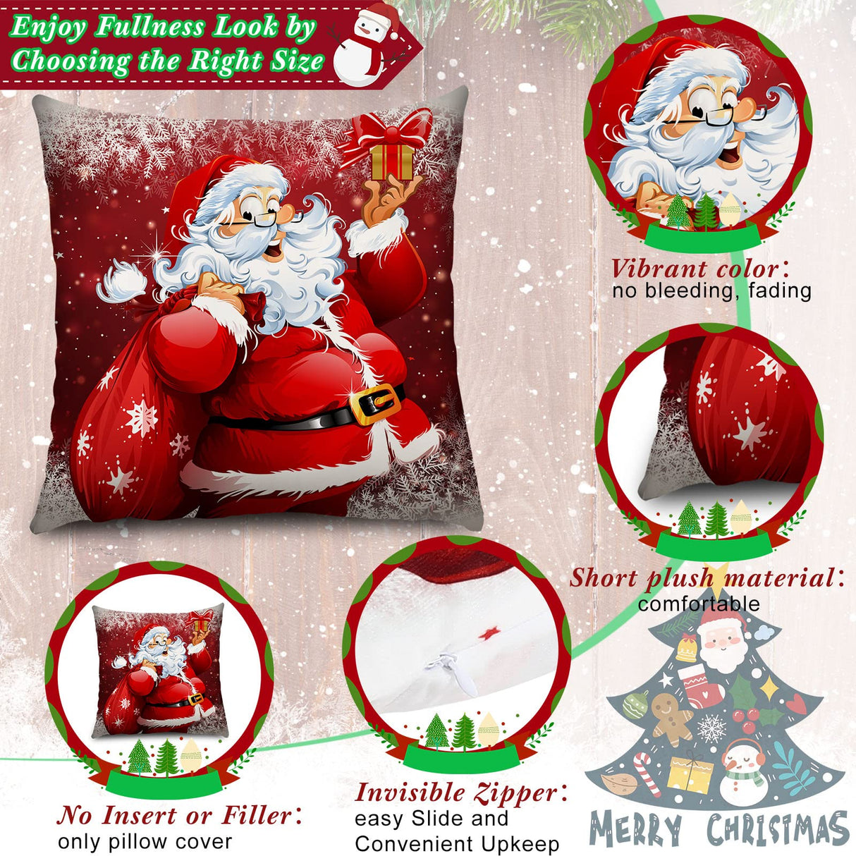 6 Pcs Christmas Pillow Covers Cushion Covers Decoration Holiday Decor Throw Pillow Case for Sofa Couch Christmas Office Bedroom Decorations(18 x 18 in,Funny Style) Tatuo