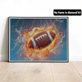 VAIIEYO Diamond Art Kits for Adults Kit Football, Diamond Painting Sports, Paint by Numbers Fire Ball Full Drill Round Rhinestone Craft Canvas for Home Wall Decor Gift 12x16 inch VAIIEYO