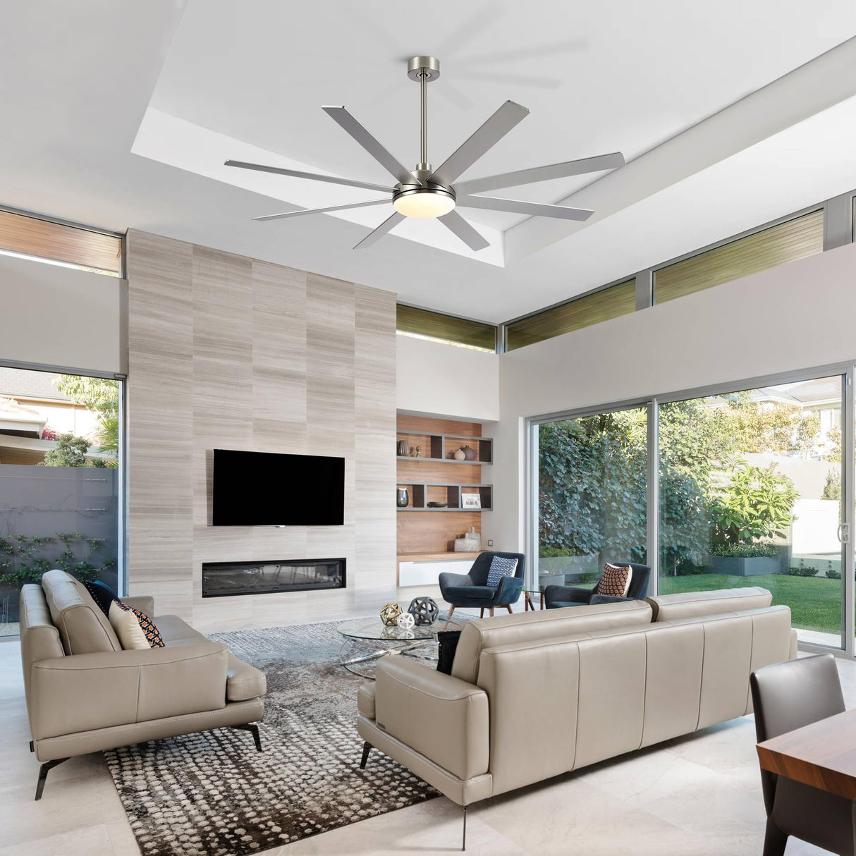 72 Inch Large Ceiling Fans with Lights and Remote, Modern Brushed Nickel Ceiling Fan for Indoor or Outdoor Patio, 6 Speed, Reversible, DC Motor, Timer, 3 CCT, Dimmable putroad