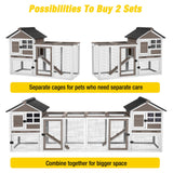 Aivituvin 51.6''L Rabbit Hutch Outdoor Chicken Coop Indoor Bunny Cage with Run,Guinea Pig House Pull Out Upper Tray (51.6" L x 25.2" W x 36.2" H, Brown-1 Set) Aivituvin