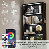 IRONCK 70-Inch Tall Industrial Bookcase with LED Lights for Home Office and Living Spaces IRONCK