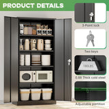 INTERGREAT 72-Inch Metal Storage Cabinet for Garage, Lockable Steel Cabinet with Doors and Adjustable Shelves, Black Locking Storage Unit for Office, Home, Gym, and School. INTERGREAT