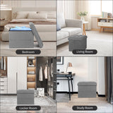 FaiPue Storage Ottoman. Foot Rest Stool with Thicker Foam Padded Seat. Linen Footstool Storage Bench, 350 lbs Folding Bench Small Ottoman for Living Room, Bedroom, Coffee Table. 17x13x13in, Dark Gray FaiPue