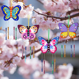 TREACLUB 10 Pack Butterfly Wind Chime Kit for Kids Make Your Own Butterfly Wind Chime Wooden Crafts DIY Make a Wind Chime Kit DIY Coloring Butterfly Ornaments for Girls Boys TREACLUB