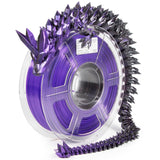 iSANMATE 3D Printer Filament, PLA Filament 1.75mm Dual Color Filament, Shiny Silk PLA Coextruded Filament, 3D Printing Filament Magic PLA, 1 kg/Spool (Black+Purple) iSANMATE