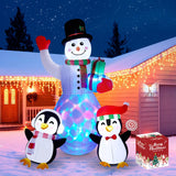 Christmas Inflatables Outdoor Decorations, 8 FT Inflatable Snowman with Penguins, SOLLED Blow Up Xmas Decorations Clearance Indoor Outdoor Yard Garden Patio Lawn Decor with LED Christmas Lights SOLLED