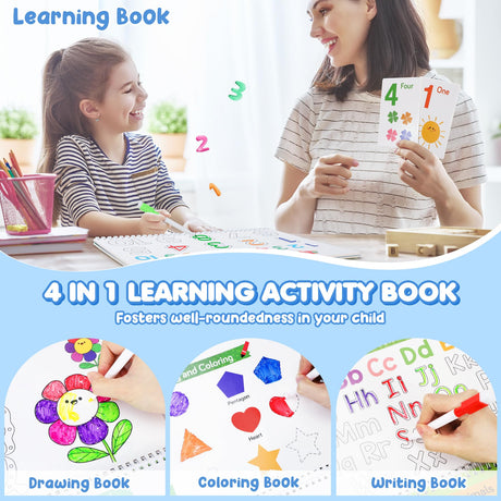 Busy Book for Toddlers, Preschool Learning Activities, Montessori Learning Educational Toys, Tracing Activity Coloring Books for Kids Ages 3-8, Autism Sensory Travel Toys Gifts, Summer Activities URMYWO