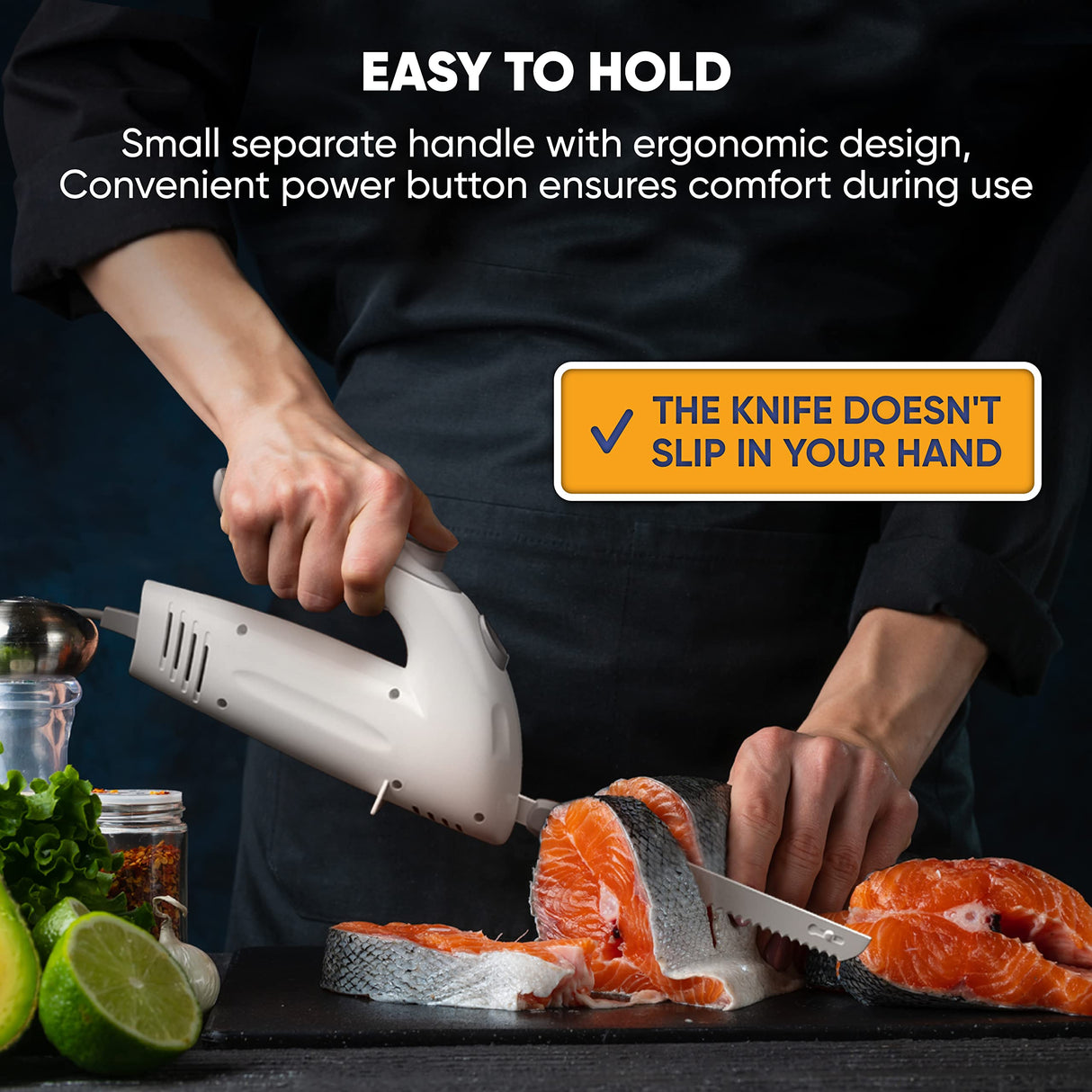 Homaider Electric Knife for Carving Meat, Turkey, Bread & More. Serving Fork and Carving Blades Included Homaider