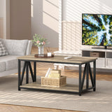 SOROGRA Coffee Table for Living Room with Round Corners, 2 Tier Modern Farmhouse Center Tables with Storage Shelf, 39 Inch Small Table for Sofa Home Office, Grey Wash SOROGRA