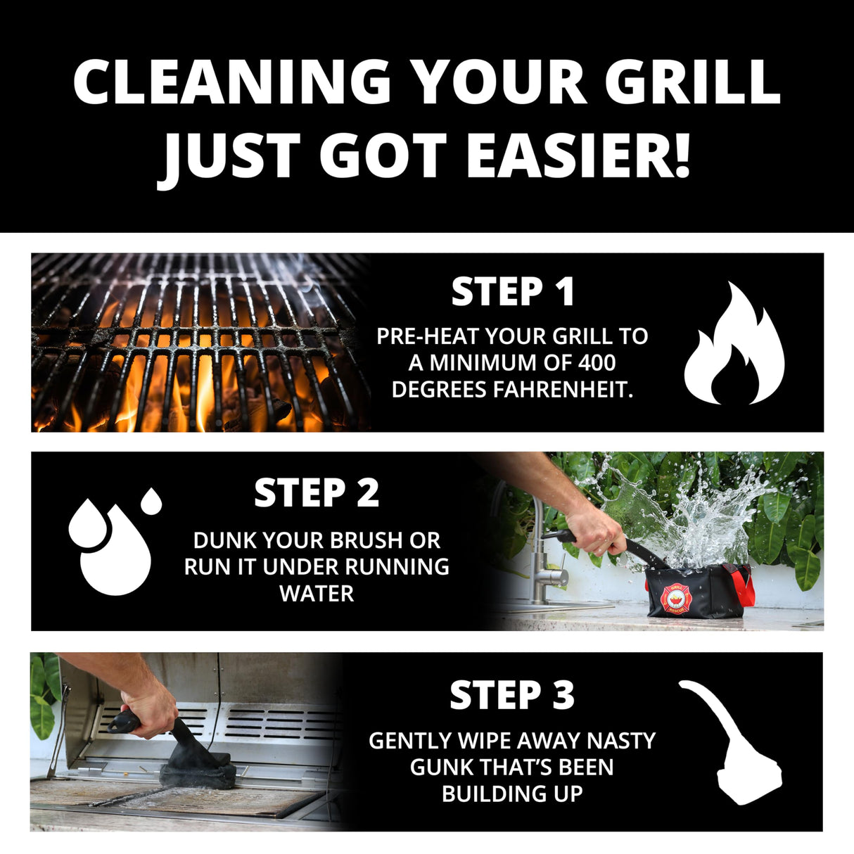 Grill Rescue BBQ Replaceable Scraper Cleaning Head, [Rescue-Upgraded], Bristle Free, Durable and Unique Scraper Tools for Cast Iron or Stainless-Steel Grates, Barbecue Cleaner (Rescue Pro) Grill Rescue