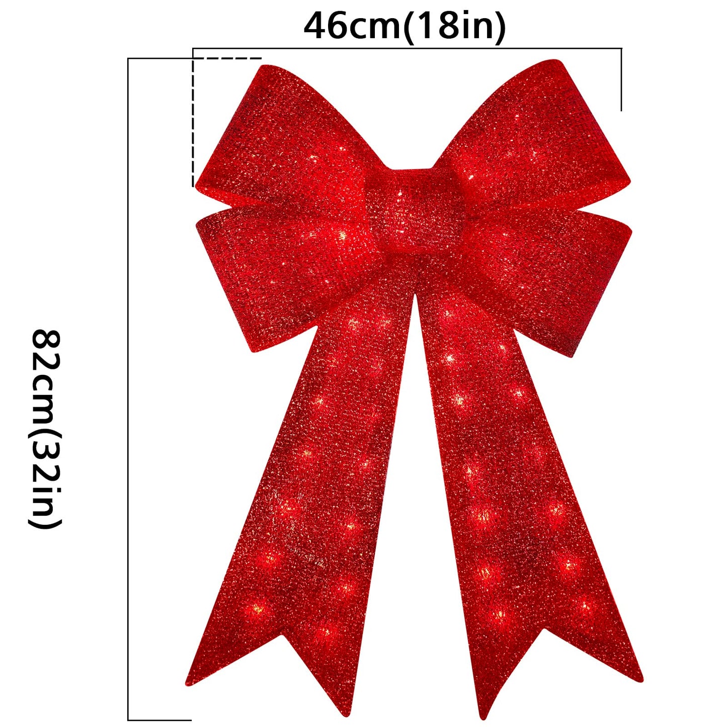 Xmasnova 32 inch Red Christmas Bows with LED Lights,72 Led Christmas Tree Decoration Wreath Bow Light,11 Function Christmas Bow Topper Light for Indoor Outdoor Christmas Decoration