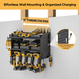 CRST Power Tool Organizer Wall Mount with Charging Station Cordless Drill Holder with 8-Outlet Heavy Duty Power Strip, Modular Garage Organization Storage Rack Shelf,Gift for Men Black CRST
