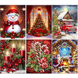 6 Pack Christmas Diamond Art Kits for Adults - Christmas 5D Diamond Painting, Gem Art for Adults, Gem Painting Kits for Wall Home Decor Arts Craft 12x16inch ajepon