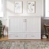 AFI, Southampton Murphy Bed Chest Full with 6" Mattress, Built-in USB Charger & Storage Drawer, White AFI