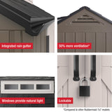 Rubbermaid Extra Large Resin Outdoor Storage Shed With Floor (7 x 10.5 Ft.) Weather Resistant Brown Organization for Home/Lawn Mower/Backyard Equipment/Bike Storage/Pool Supplies Rubbermaid