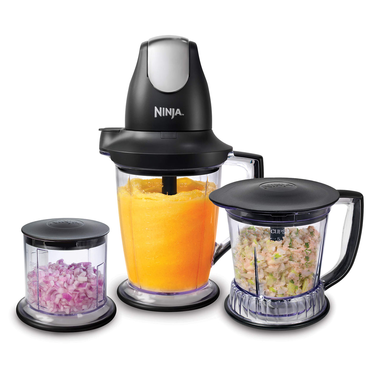 Ninja QB1004 Blender/Food Processor with 450-Watt Base, 48oz Pitcher, 16oz Chopper Bowl, and 40oz Processor Bowl for Shakes, Smoothies, and Meal Prep,Black Ninja