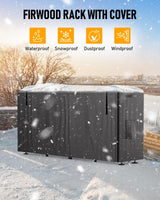 Brightown Firewood Rack Outdoor with Cover, 8FT Wood Rack for Firewood Indoor, Waterproof Fire Wood Holder Outside, Adjustable Heavy Duty Logs Stand Stacker Holder for Patio Deck, Black Brightown