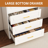 Polup Metal Armoire Wardrobe Closet with Three Drawers, 71“ Tall Large Wardrobe Cabinet with Hanging Rod, Freestanding Wardrobe Cabinet with Doors and Shelves for Bedroom, White, Assemble Required Polup