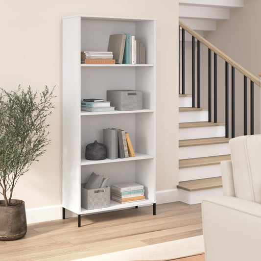 Essence 4 Shelf Bookcase in White by Bush Furniture | Versatile Storage for Home and Office - WoodArtSupply