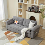 TYBOATLE Sofa Couches for Living Room, Mid-Century Modern Comfy Tufted Upholstered 87" W Loveseat w/ 2 USB Charger & Side Pocket, 2/3 Seater Cloud Couch Sofas for Apartment Bedroom Office (Dark Grey) TYBOATLE