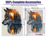 BOHADIY 5D Wolf Diamond Painting Kits for Adults Beginners, Wolf Head Forest Diamond Art Kit,DIY Full Round Drill Diamond Dot Gem Art Kits for Adults,Home Wall Decor 12x16 Inch BOHADIY