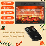 Electric Fireplace with Mantel - 44" Fireplace Mantel, Electric Fireplace TV Stand, Drawer Storage, Remote, 3D LED Flame, Adjustable Heat,Black SOLACE FURNITURE