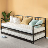ZINUS Eden Metal Daybed with Trundle, Mattress Foundation with Steel Slat Support, Easy Assembly, Twin Zinus
