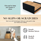 JUSK Design Bamboo Book End/Book Organizer - Non-Skid Decorative Bookends for Office and Home - Book Holders for Shelves - Substantial Weight - Holds Heavy Books JUSK