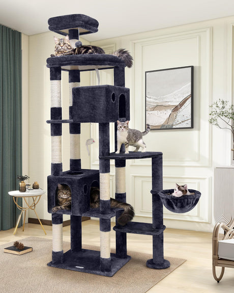 Globlazer F83 Giant Cat Tree, 83 inch Cat Tree for Indoor Cats Large Adult, XXL Cat Tower with 9 Scratching Posts for 20lb+ Heavy Duty Large Adult Cats, Dark Grey Globlazer