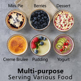 ONEMORE Ramekins 4 oz - Oven Safe Shallow Ramekins with Brown Rim for Creme Brulee - Speckled, Fluted, Set of 6 ONEMORE