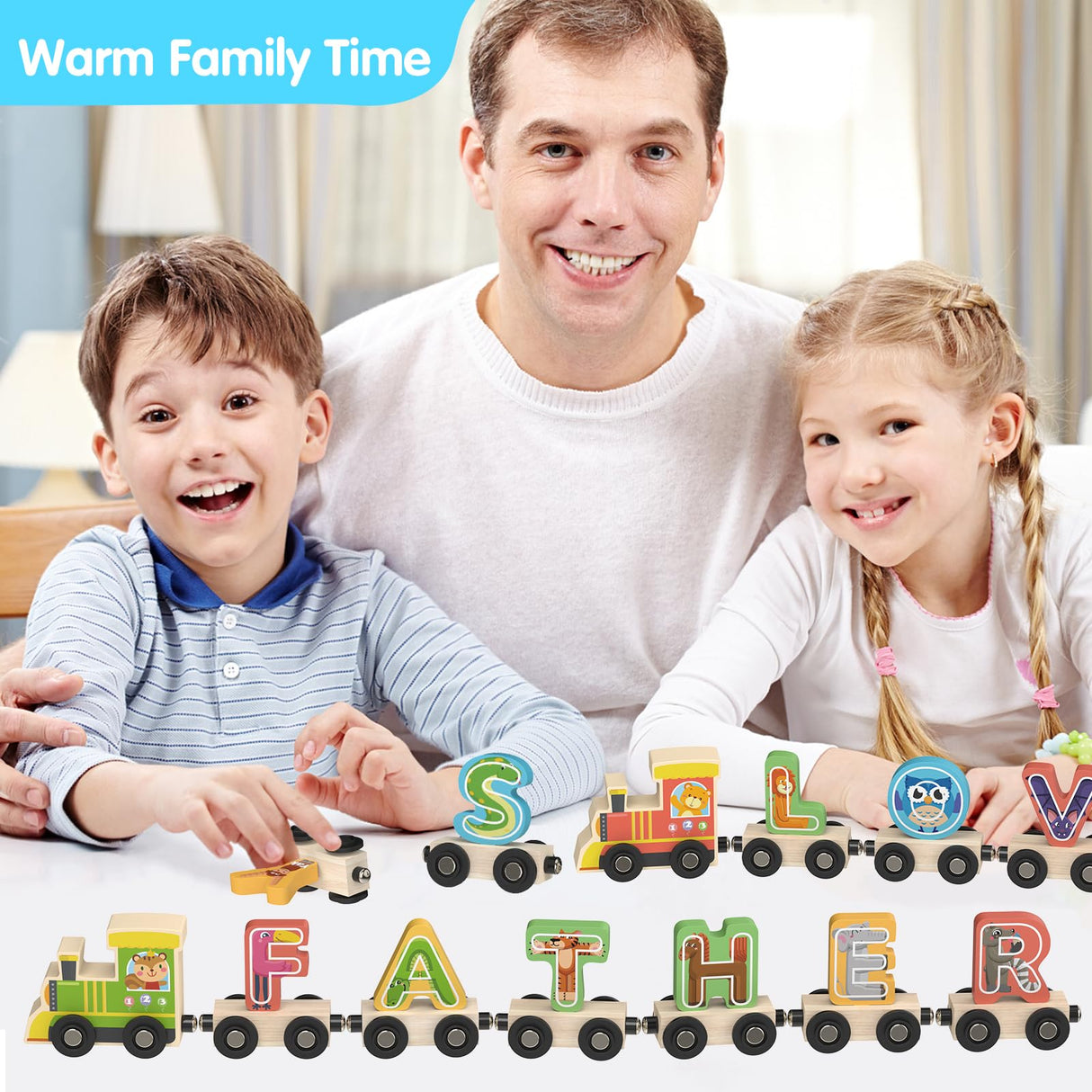 Ancistro Wooden Alphabet Train Toys Spelling Tool Preschool Toddlers Montessori Educational Game Letter Car Magnetic for Kids Boys Girls 2 3 4 5 Years Ancistro