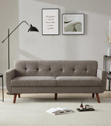 Tbfit 77.2" W Linen Sofa Couch, Mid Century Modern Decor Loveseat Couches for Living Room, Button Tufted Upholstered Small Couch for Bedroom, Solid, and Easy to Install Love Seats Furniture, Grey Tbfit