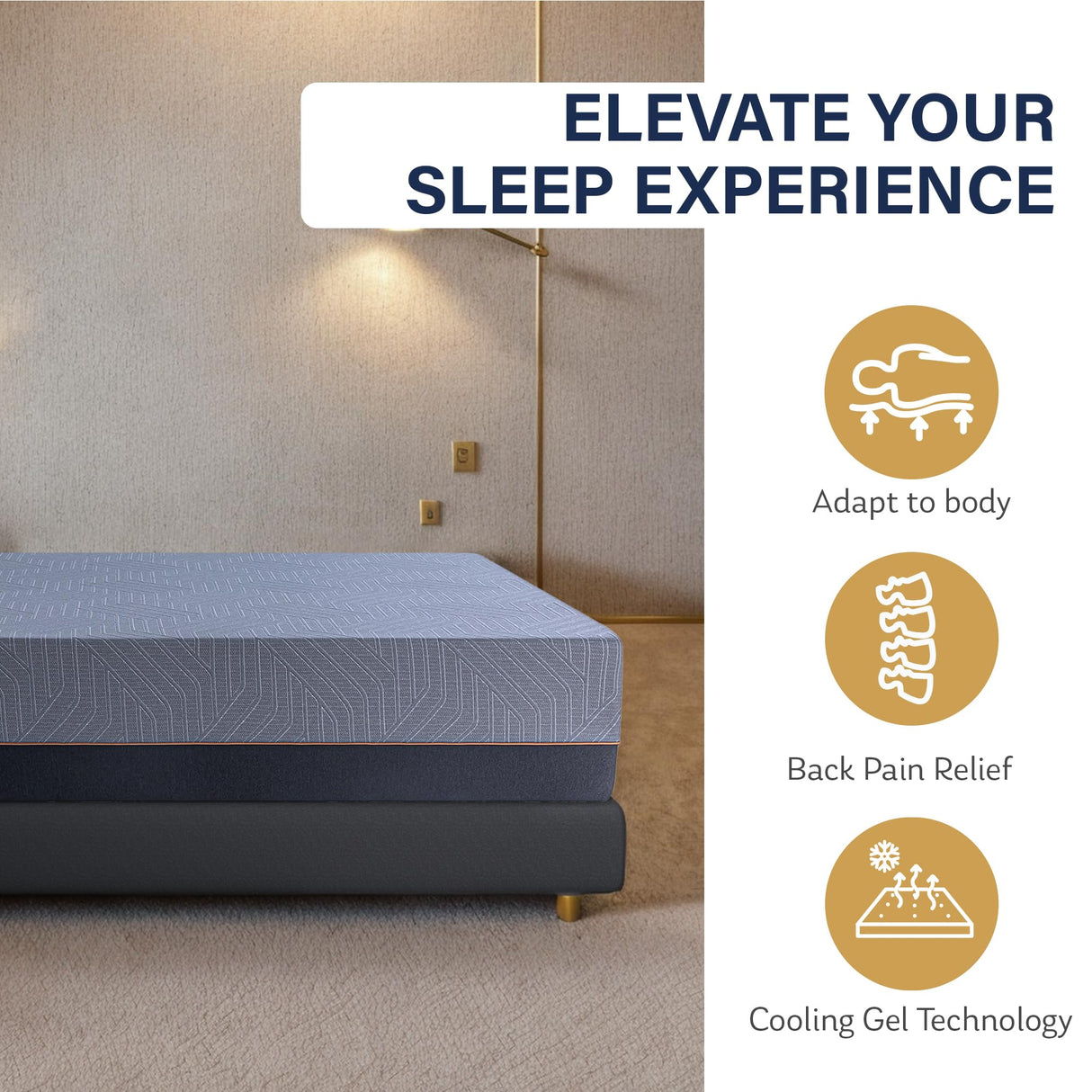 EGOHOME 14 Inch Full Mattress, Copper Gel Memory Foam Mattress for Pain Relief, Therapeutic Mattress in a Box, CertiPUR-US Certified, Fiberglass Free Medium Mattress, Black MLILY