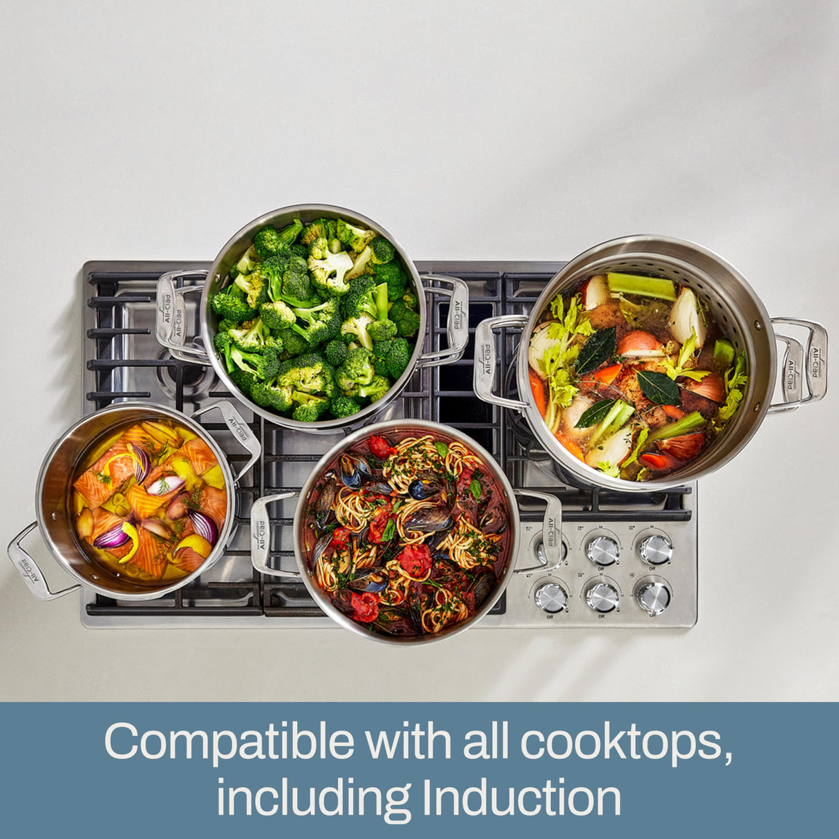 All-Clad Simply Strain Stainless Steel Stockpot, Multipot With Insert & Lid, 8 Quart, Induction, Oven Broiler Safe 600F, Strainer, Pasta Strainer with Handle, Steamer Pot, Pots and Pans Silver All-Clad