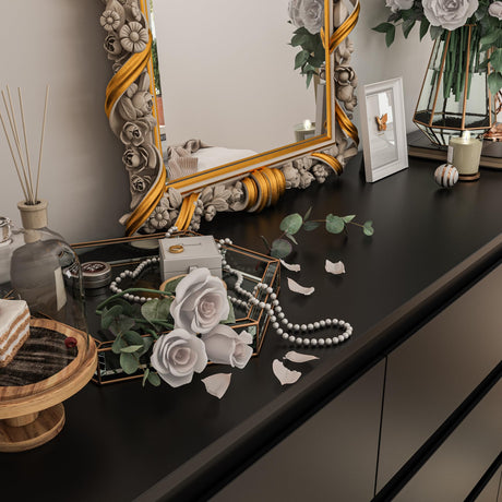 Hitow 9 Drawer Dresser for Bedroom with Deep Drawers, Large Floor Wood Dressers & Chest of Drawers Handle Free, Modern Black Long Dressers for Closet Living Room (63" W x 15.7" D x 31.5" H) Hitow