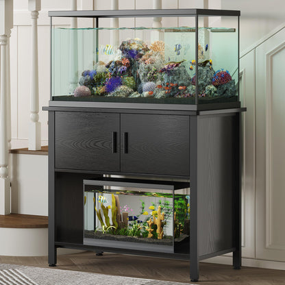 Xilingol 40-50 Gallon Aquarium Stand, Fish Tank Stand with Cabinet for Fish Accessories Storage, Heavy Duty Metal Frame, 990LBS Capacity, Turtle Tank, Reptile Terrariums and Breeder Tank Stan - WoodArtSupply